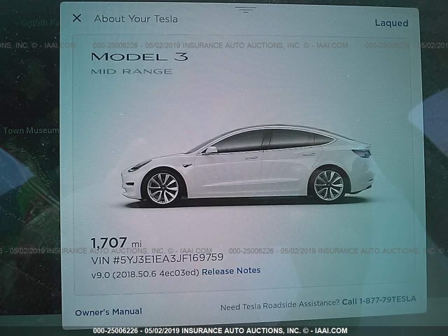 5YJ3E1EA3JF169759 - 2018 TESLA MODEL 3 WHITE photo 7