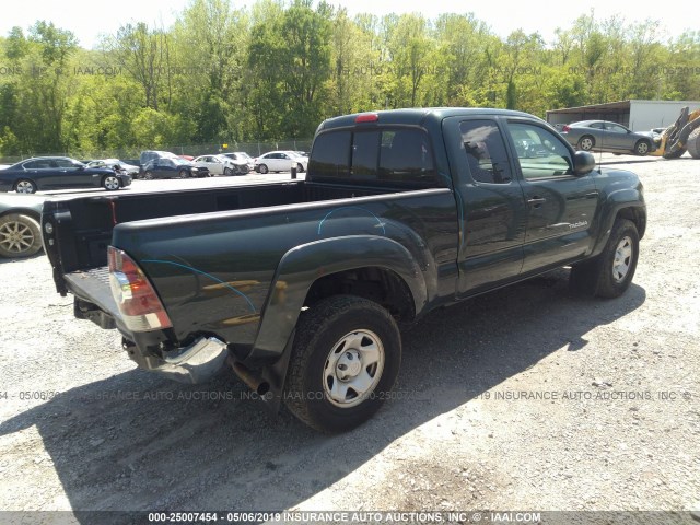 5TFUX4ENXBX006326 - 2011 TOYOTA TACOMA ACCESS CAB GREEN photo 4