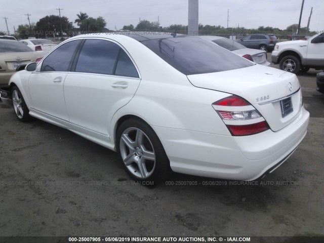 WDDNG71X37A055140 - 2007 MERCEDES-BENZ S 550 WHITE photo 3