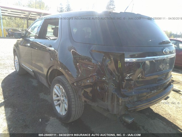 1FM5K8D85EGB79306 - 2014 FORD EXPLORER XLT BROWN photo 3