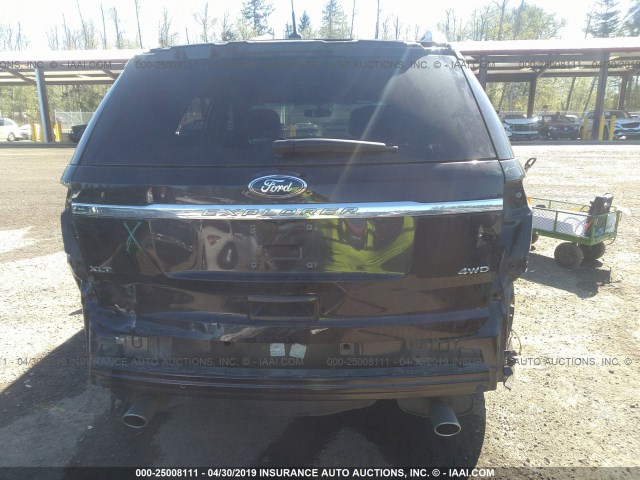 1FM5K8D85EGB79306 - 2014 FORD EXPLORER XLT BROWN photo 6