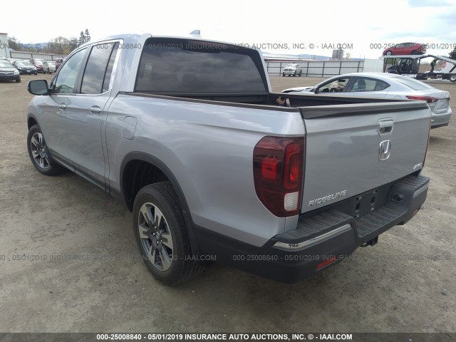 5FPYK3F65JB013752 - 2018 HONDA RIDGELINE RTL GRAY photo 3