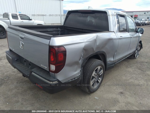 5FPYK3F65JB013752 - 2018 HONDA RIDGELINE RTL GRAY photo 4