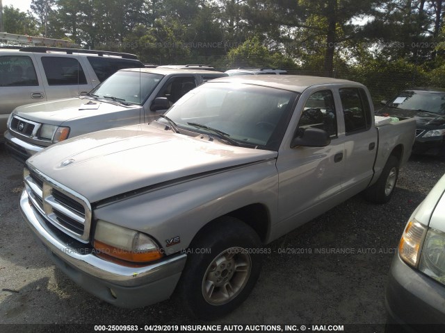 1B7GL2AX2YS727511 - 2000 DODGE DAKOTA QUAD SILVER photo 2