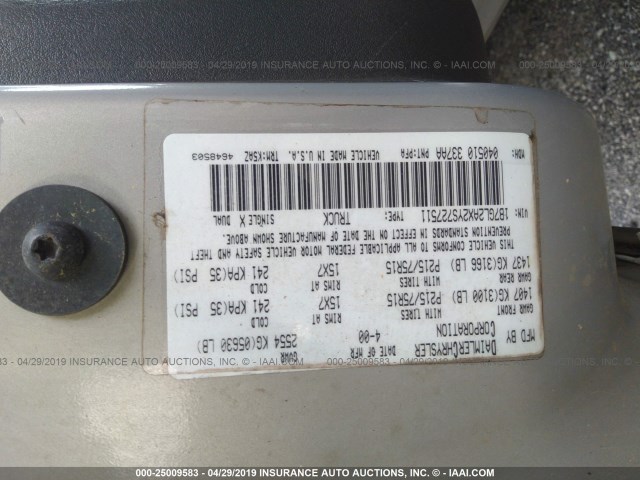 1B7GL2AX2YS727511 - 2000 DODGE DAKOTA QUAD SILVER photo 9