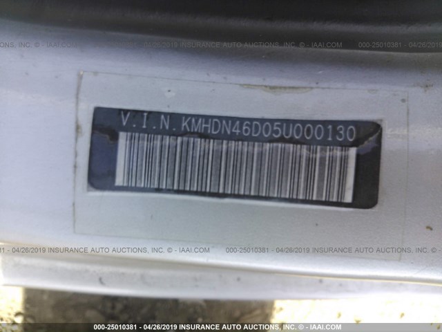 KMHDN46D05U000130 - 2005 HYUNDAI ELANTRA GLS/GT SILVER photo 9