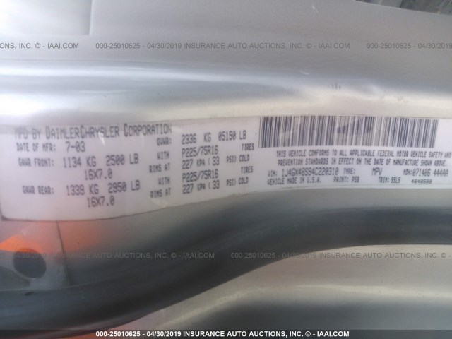 1J4GX48S94C220310 - 2004 JEEP GRAND CHEROKEE LAREDO/COLUMBIA/FREEDOM 银色 照片 9