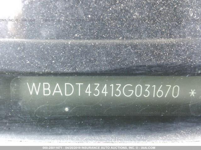 WBADT43413G031670 - 2003 BMW 525 I AUTOMATIC WHITE photo 9