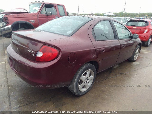 1B3ES46C72D543173 - 2002 DODGE NEON SE MAROON photo 4