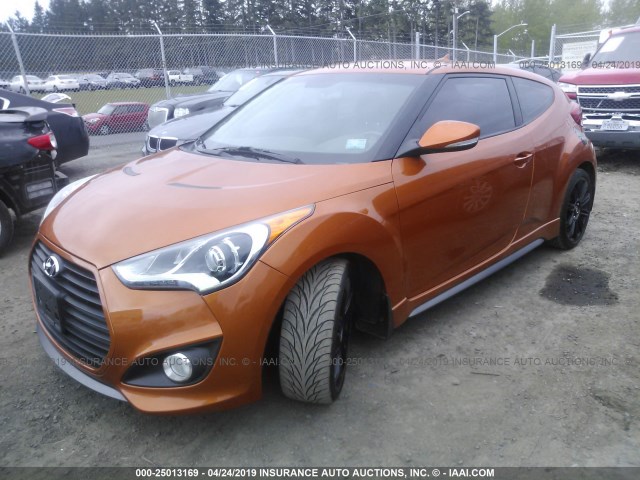 KMHTC6AE2FU242321 - 2015 HYUNDAI VELOSTER TURBO ORANGE photo 2