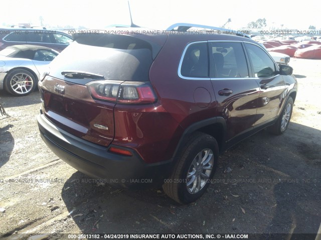 1C4PJMCB2KD244938 - 2019 JEEP CHEROKEE LATITUDE BURGUNDY photo 4