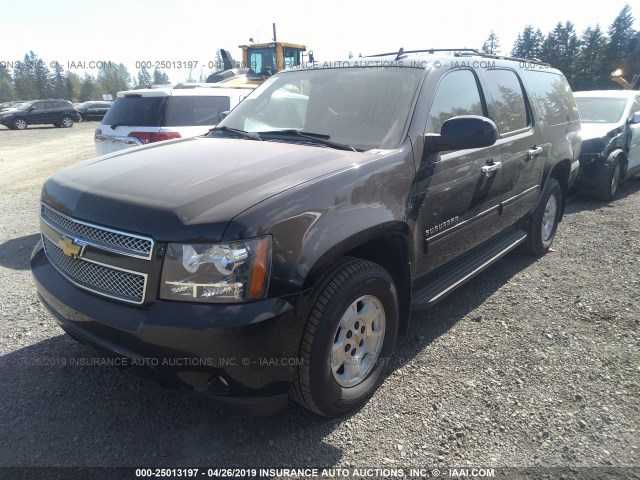 1GNSKJE7XDR209298 - 2013 CHEVROLET SUBURBAN K1500 LT BLACK photo 2