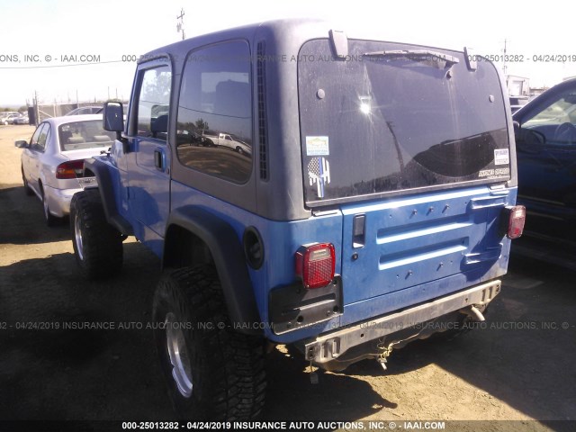 1J4FA49S22P773107 - 2002 JEEP WRANGLER / TJ SPORT BLUE photo 3