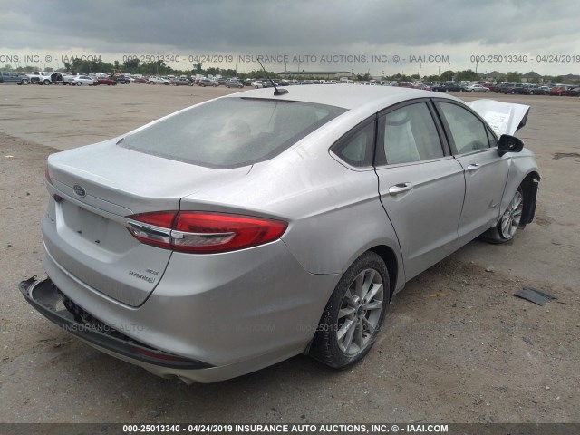 3FA6P0LU0HR233544 - 2017 FORD FUSION SE HYBRID SILVER photo 4