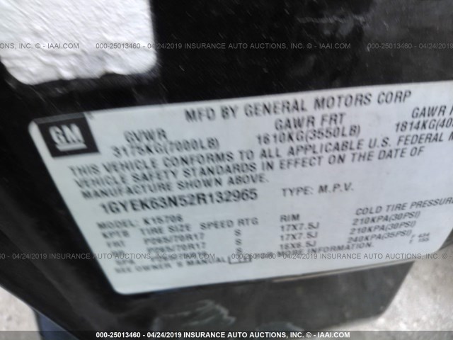 1GYEK63N52R132965 - 2002 CADILLAC ESCALADE LUXURY 黑色 照片 9