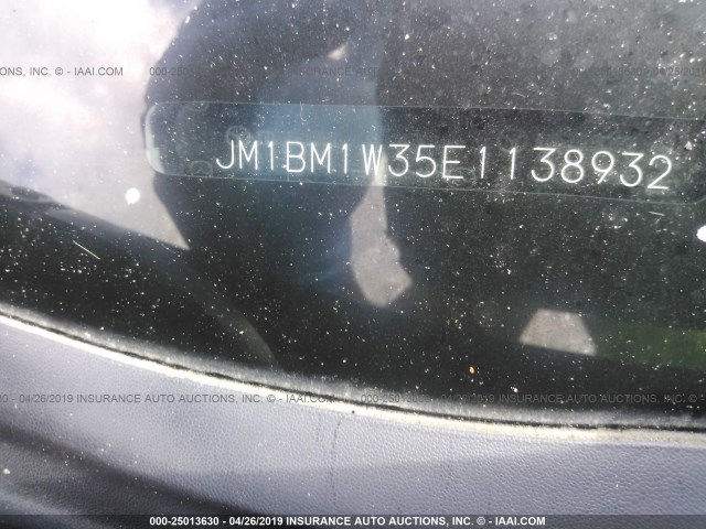 JM1BM1W35E1138932 - 2014 MAZDA 3 GRAND TOURING BLACK photo 9