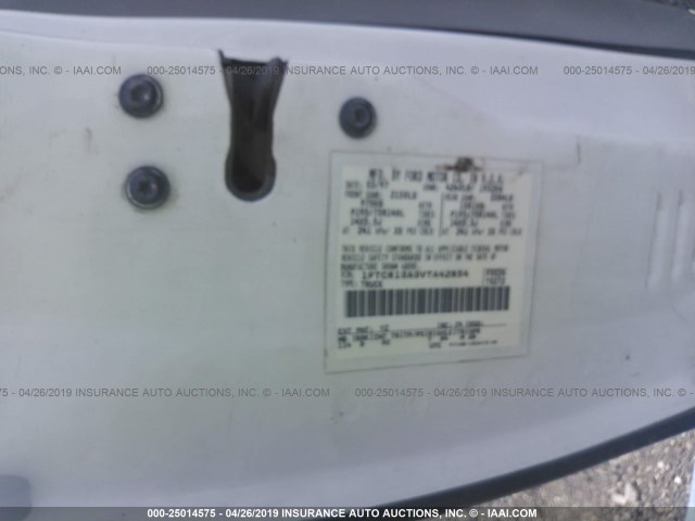 1FTCR10A0VTA42854 - 1997 FORD RANGER WHITE photo 9