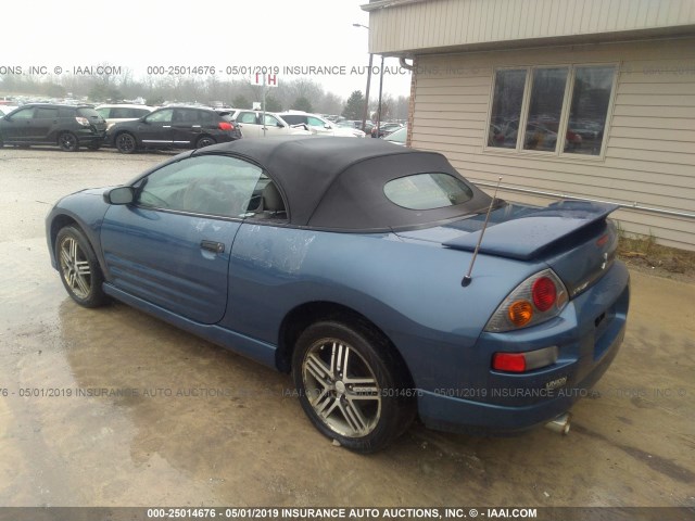 4A3AE75H53E034159 - 2003 MITSUBISHI ECLIPSE SPYDER GTS BLUE photo 3