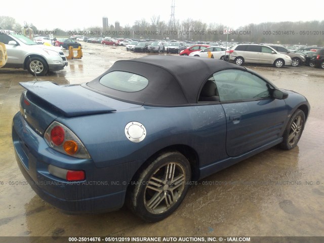 4A3AE75H53E034159 - 2003 MITSUBISHI ECLIPSE SPYDER GTS BLUE photo 4