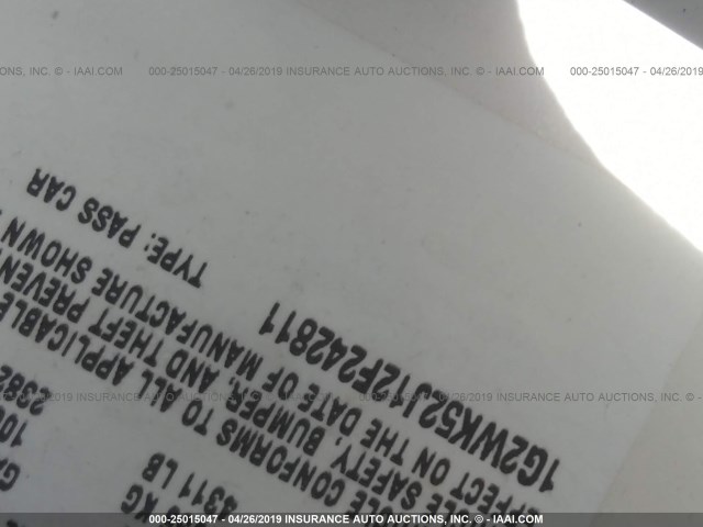 1G2WK52J12F242811 - 2002 PONTIAC GRAND PRIX SE თეთრი ფოტო 9