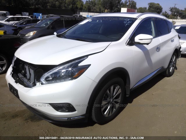 5N1AZ2MG4JN197364 - 2018 NISSAN MURANO S/SL/SV/PLATINUM WHITE photo 2