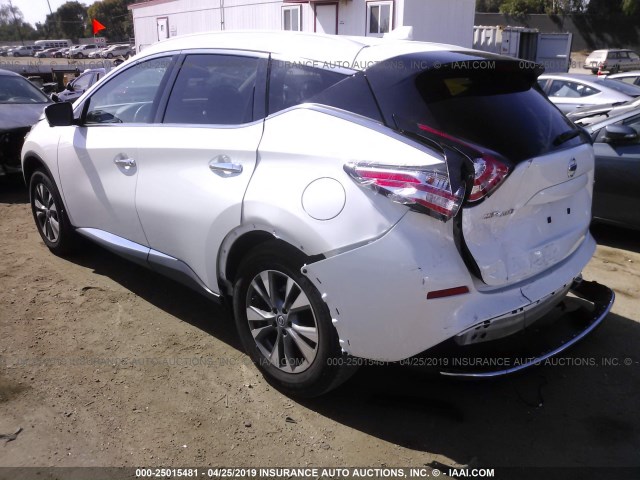 5N1AZ2MG4JN197364 - 2018 NISSAN MURANO S/SL/SV/PLATINUM WHITE photo 3