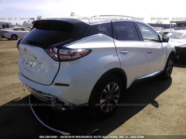 5N1AZ2MG4JN197364 - 2018 NISSAN MURANO S/SL/SV/PLATINUM WHITE photo 4