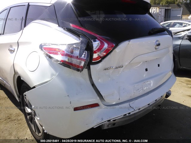 5N1AZ2MG4JN197364 - 2018 NISSAN MURANO S/SL/SV/PLATINUM WHITE photo 6