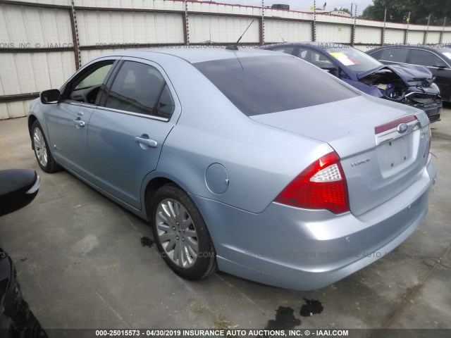 3FADP0L37AR186484 - 2010 FORD FUSION HYBRID BLUE photo 3