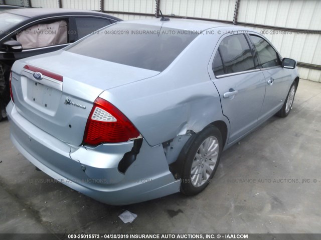 3FADP0L37AR186484 - 2010 FORD FUSION HYBRID BLUE photo 4