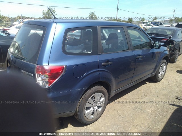 JF2SHAAC0BH727564 - 2011 SUBARU FORESTER 2.5X BLUE photo 4