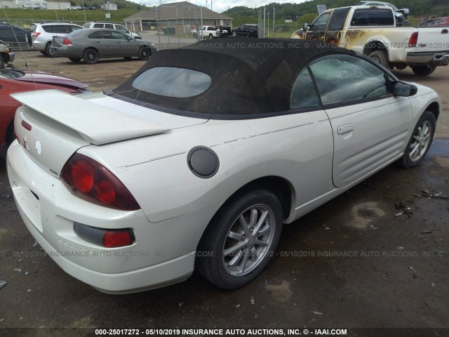 4A3AE35G91E007883 - 2001 MITSUBISHI ECLIPSE SPYDER GS WHITE photo 4