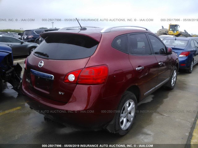 JN8AS5MT8BW164391 - 2011 NISSAN ROGUE RED photo 4