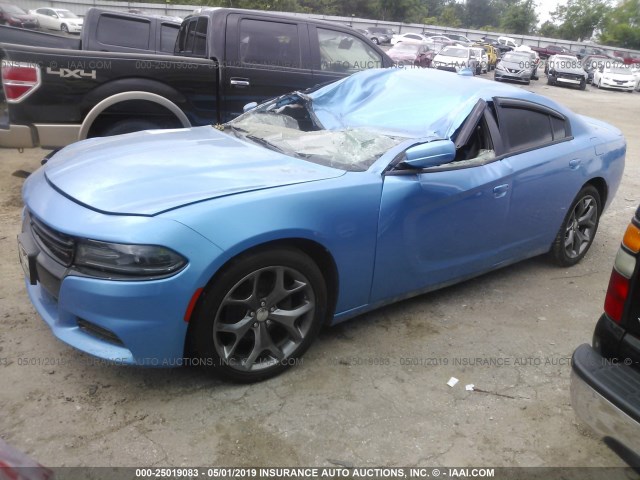 2C3CDXHG5FH826783 - 2015 DODGE CHARGER SXT BLUE photo 2