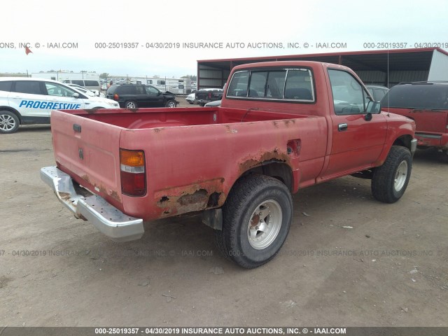 4TAVN01D1NZ025237 - 1992 TOYOTA PICKUP 1/2 TON SHT WHEELBASE DLX RED photo 4