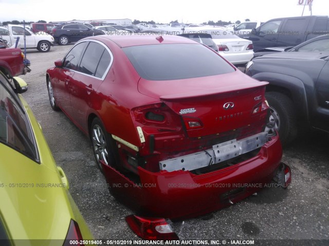 JN1CV6AP6BM507867 - 2011 INFINITI G37 SPORT RED photo 3