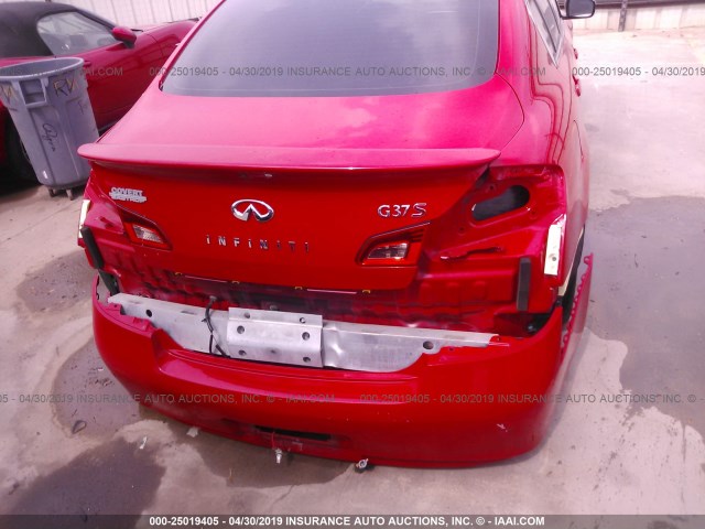 JN1CV6AP6BM507867 - 2011 INFINITI G37 SPORT RED photo 6