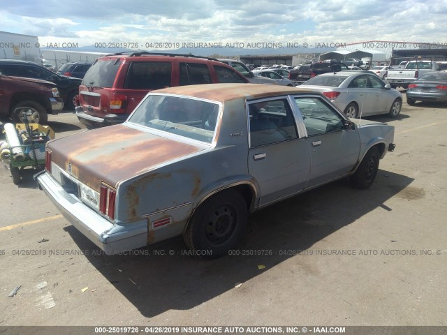 1G3AE69X6EW311266 - 1984 OLDSMOBILE OMEGA BROUGHAM BLUE photo 4