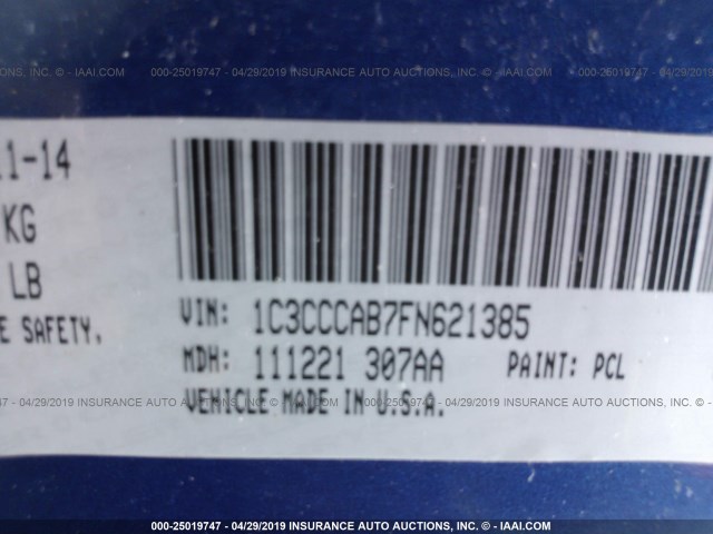 1C3CCCAB7FN621385 - 2015 CHRYSLER 200 LIMITED BLUE photo 9