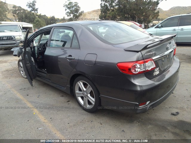 5YFBU4EE0DP112236 - 2013 TOYOTA COROLLA S/LE GRAY photo 3