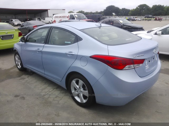 KMHDH4AE1DU501355 - 2013 HYUNDAI ELANTRA GLS/LIMITED BLUE photo 3