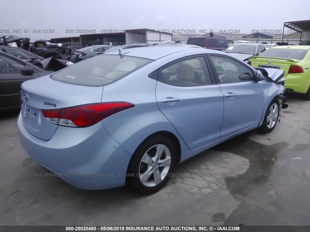 KMHDH4AE1DU501355 - 2013 HYUNDAI ELANTRA GLS/LIMITED BLUE photo 4