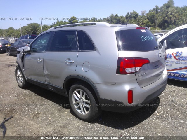 5XYKT3A66EG546971 - 2014 KIA SORENTO LX SILVER photo 3