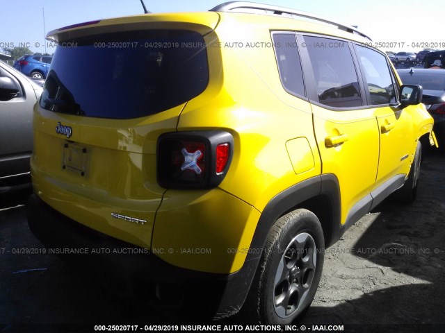 ZACCJAAB7HPE52730 - 2017 JEEP RENEGADE SPORT YELLOW photo 4