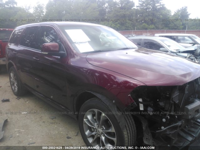 1C4RDJDG2KC651754 - 2019 DODGE DURANGO GT MAROON photo 1