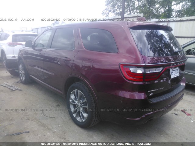 1C4RDJDG2KC651754 - 2019 DODGE DURANGO GT MAROON photo 3