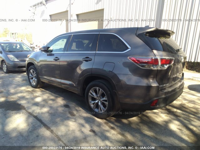 5TDBKRFH2GS258001 - 2016 TOYOTA HIGHLANDER LE/LE PLUS GRAY photo 3