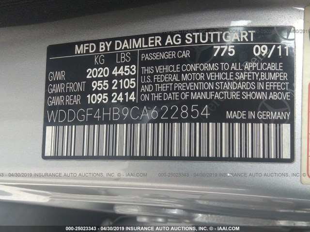 WDDGF4HB9CA622854 - 2012 MERCEDES-BENZ C 250 SILVER photo 9