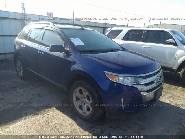 2FMDK3JC7EBA90125 - 2014 FORD EDGE SEL BLUE photo 1