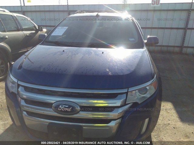 2FMDK3JC7EBA90125 - 2014 FORD EDGE SEL BLUE photo 6